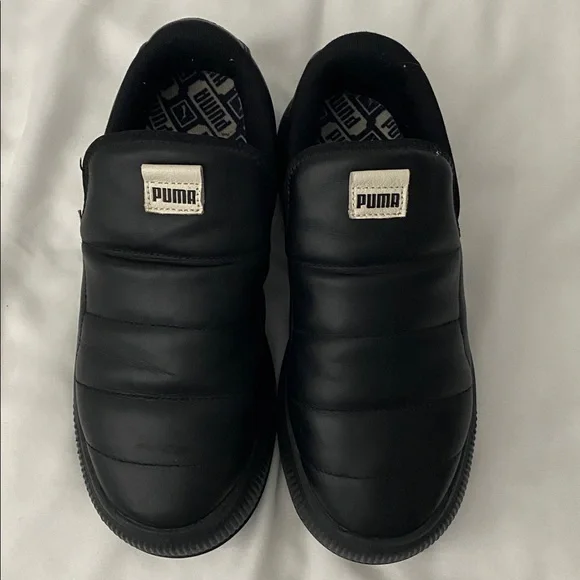 Puma Mayu Black Leather Puffy Slip On Sneakers Size 8 Women’s - Picture 3 of 14